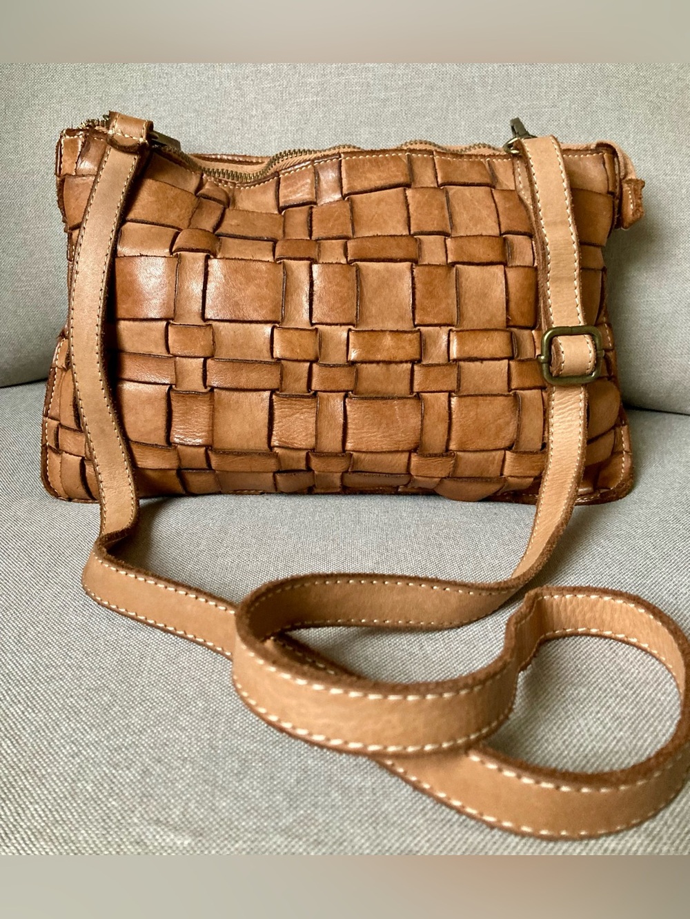 Costanza Rota Hand Woven Leather Crossbody Bag Italy